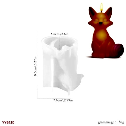 YY6130 Oturan Tilki Mum Biblo Silikon Kalıp